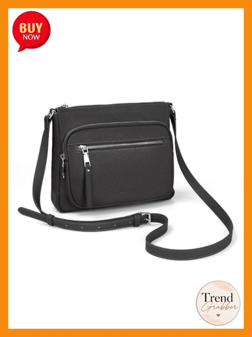 Genuine Leather Crossbody Bag RFID Anti-Theft Built-in Wallet Adjustable Strap